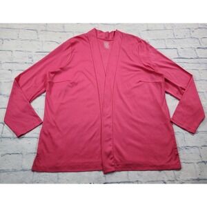 LL Bean WOMENS SIZE 3X Cardigan Pima Cotton Open Front Pockets Pink